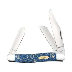 Case Stockman Pocket Knife 2.9" Clip Point, Sheepfoot, Spey Tru-Sharp Polished Blade Sycamore Handle Blue