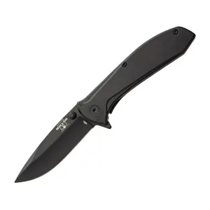 Bear & Son 112ABK Assisted Opening Pocket Knife 2.75" Drop Point Stainless Steel Black Blade Stainless Steel Handle Black