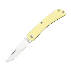 Bear & Son Farmhand Pocket Knife 2.75" Drop Point Stainless Steel Satin Blade Delrin Handle Yellow