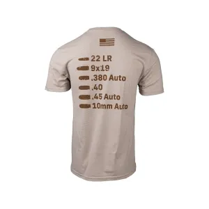 Glock Men's Caliber Short Sleeve Crew Neck T Shirt Tan Medium