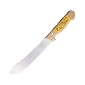 Dexter Russell Butcher Fixed Blade Knife 8" Drop Point Carbon Satin Blade Wood Handle Brown