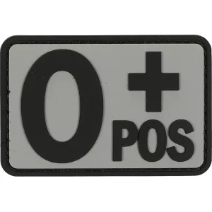 Voodoo Tactical Blood Type O+ Pos PVC Morale Patch Gray
