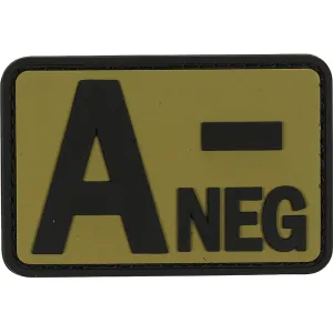 Voodoo Tactical Blood Type A- Neg PVC Morale Patch Coyote