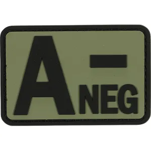 Voodoo Tactical Blood Type A- Neg PVC Morale Patch OD Green