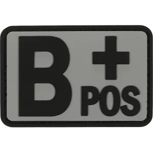 Voodoo Tactical Blood Type B+ Pos PVC Morale Patch Gray