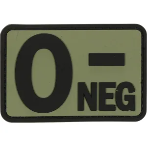 Voodoo Tactical Blood Type O- Neg PVC Morale Patch OD Green