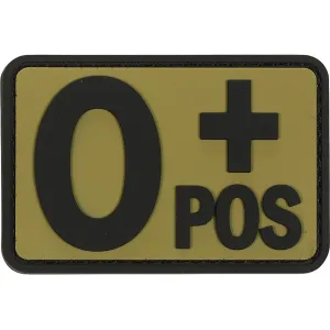 Voodoo Tactical Blood Type O+ Pos PVC Morale Patch Coyote