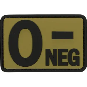 Voodoo Tactical Blood Type O- Neg PVC Morale Patch Coyote