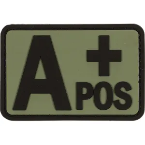 Voodoo Tactical Blood Type A+ Pos PVC Morale Patch OD Green