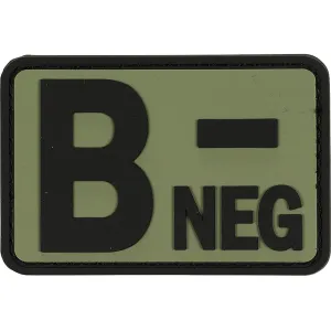 Voodoo Tactical Blood Type B- Neg PVC Morale Patch OD Green