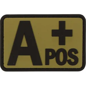 Voodoo Tactical Blood Type A+ Pos PVC Morale Patch Coyote