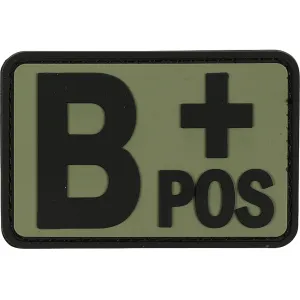 Voodoo Tactical Blood Type B+ Pos PVC Morale Patch OD Green