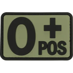 Voodoo Tactical Blood Type O+ Pos PVC Morale Patch OD Green