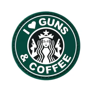 Voodoo Tactical I Love Guns and Coffee PVC Morale Patch Green