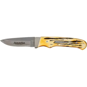 Remington 2026 Bullet King of the Mountain Fixed Blade Knife 3.5" Drop Point 440A Satin Blade Stag Handle