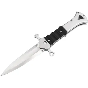 Boker Knives Inarsil Pocket Knife 4.69" Dagger D2 Satin Blade G-10 and Aluminum Handle Black