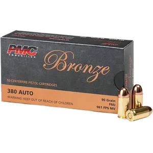 PMC Bronze 380 ACP Ammo 90 Grain Full Metal Jacket Box of 50