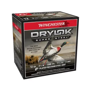 Winchester Drylok Super Steel Magnum Waterfowl 12 Gauge Ammo 3-1/2" #2 Steel Shot 1-9/16 oz Case of 250 (10 Boxes of 25)
