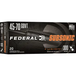 Federal Premium Fusion Subsonic 45-70 Government Ammo 300 Grain Jacketed Soft Point Box of 20