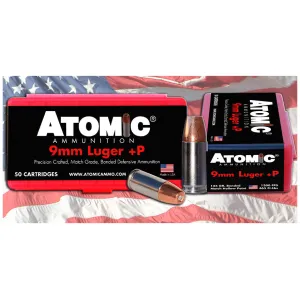 Atomic Ammunition Subsonic 9mm Luger Ammo 147 Grain Bonded Jacketed Hollow Point Box of 50