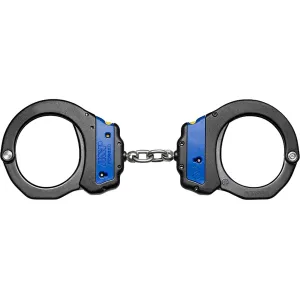 ASP Blue Line Plus Chain Handcuff Double Locking Aluminum Bow 7075T6 Aluminum Frame Black/Blue