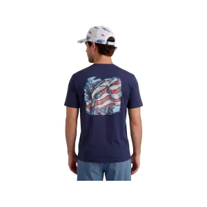 Huk Men's KC Fish Flag Short Sleeve Crew Neck T Shirt Naval Academy Large
