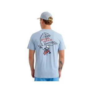 Huk Men's Home Of The Fish Short Sleeve Crew Neck T Shirt Cerulean Large