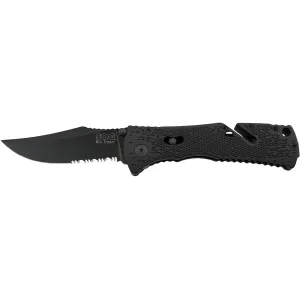 SOG Trident Mini Assisted Opening Pocket Knife 3.15" Partially Serrated Clip Point AUS-8 Stainless Steel TiNi Coated Blade GRN Handle Black