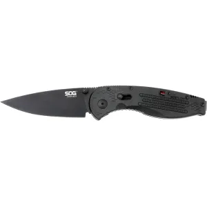 SOG Aegis Mini Assisted Opening Pocket Knife 3" Drop Point AUS-8 Stainless Steel TiNi Finished Blade GRN Handle Black