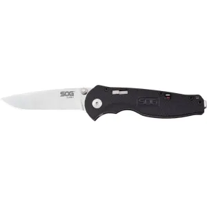 SOG Flash I Assisted Opening Pocket Knife 2.5" Satin AUS-8 Steel Drop Point Blade GRN Handle Black