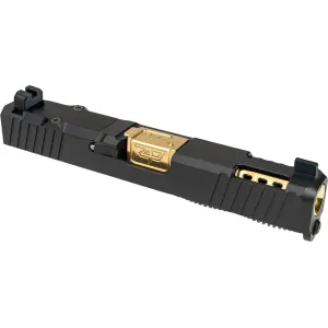Zaffiri Precision ZPS3 Complete Ported Slide for Glock 43x RMSc Cut Black with Gold Barrel