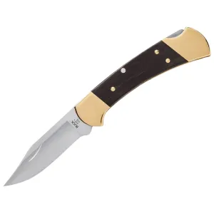Buck Knives 112 Slim Ranger Elite Heritage Brass Pocket Knife 3" Clip Point CPM MagnaCut Satin Blade Ebony Wood Handle Brown