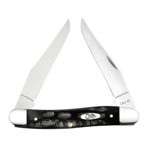 Case Muskrat Pocket Knife 2.9" Clip Point Tru-Sharp Mirror Polished Blade Jigged Buffalo Horn Handle Black