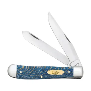 Case Trapper Pocket Knife 3.25" Clip Point, Spey Tru-Sharp Polished Blade Sycamore Handle Blue
