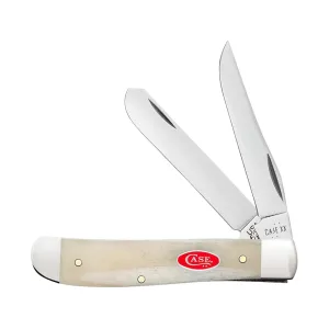 Case Mini Trapper Pocket Knife 2.75" Clip Point, Spey Tru-Sharp Mirror Polished Blade Bone Handle Natural