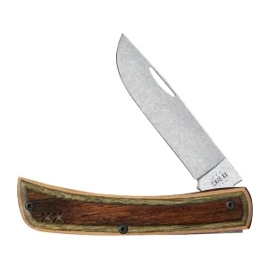 Case Crossroads Series Sod Buster Jr Pocket Knife 2.8" Skinner CPM S35VN Stonewashed Blade Laminated Wood Handle Brown