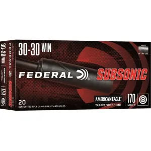 Federal American Eagle Subsonic 30-30 Winchester Ammo 170 Grain Jacketed Soft Point Box of 20