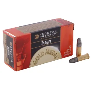 Federal Premium Premium Gold Medal Target 22LR Ammo 40 Grain Round Nose Box of 50