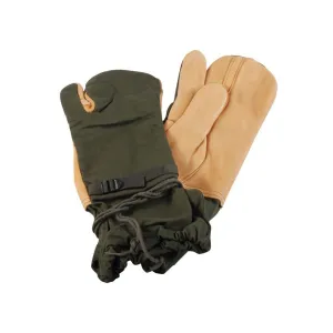 Military Surplus Trigger Finger Mitten Shells Medium Grade 2 Olive Drab and Tan
