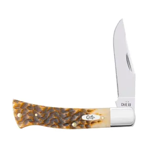Case Axe Handle Pocket Knife 2.74" Clip Point Tru-Sharp Polished Blade Peach Seed Jigged Bone Handle Amber