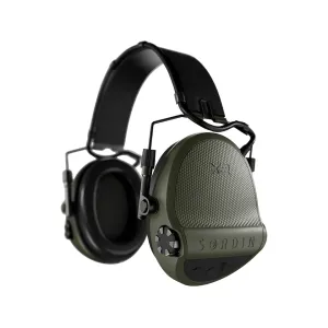 Sordin X2 Electronic Ear Muffs Leather Headband Gel Ear Cups Green