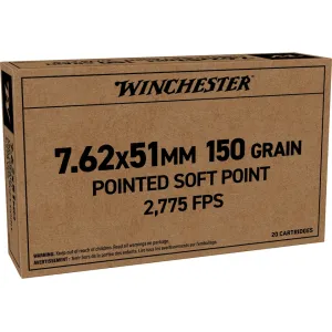Winchester Brown Box 7.62x51mm NATO Ammo 150 Grain Jacketed Soft Point Box of 200 (10 Boxes of 20)