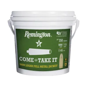 Remington Come and Take It 9mm Luger Ammo 115 Grain Full Metal Jacket Bucket of 350 Bulk