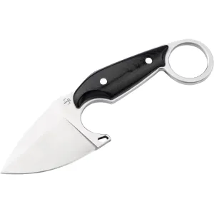 Boker Knives Enki Fixed Blade Knife 2.28" Drop Point D2 Satin Blade Micarta Handle Black