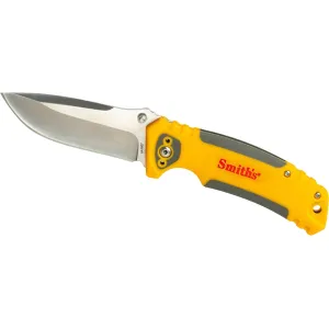 Smith's Edgesport Pocket Knife 3.3" Drop Point 420 Satin Blade Polymer Handle Gray/Yellow