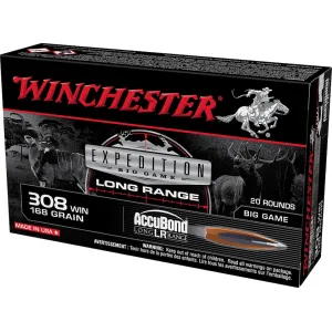 Winchester Expedition Big Game Long Range 308 Winchester Ammo 168 Grain Nosler AccuBond Long Range Polymer Tip Box of 20