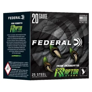 Federal Rob Roberts Raptor Waterfowl 20 Gauge Ammo 3" #4 Steel Shot 1 oz Case of 250 (10 Boxes of 25)