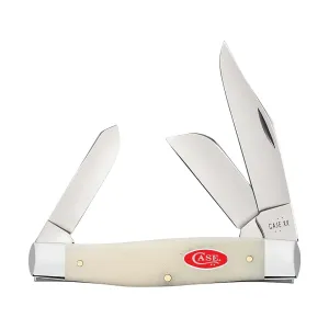 Case Large Stockman Pocket Knife 3.3" Clip Point, Sheepfoot, Spey Tru-Sharp Mirror Polished Blade Bone Handle Natural