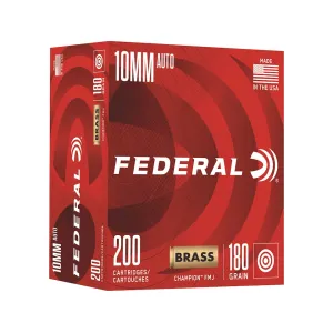Federal Champion 10mm Auto Ammo 180 Grain Full Metal Jacket Case of 1000 (5 Boxes of 200)