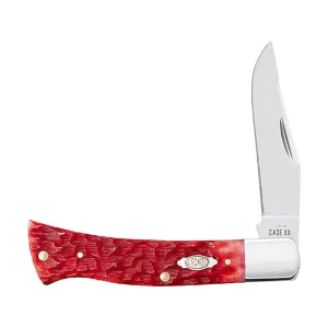Case Axe Handle Pocket Knife 2.74" Clip Point Tru-Sharp Polished Blade Peach Seed Jigged Bone Handle Dark Red